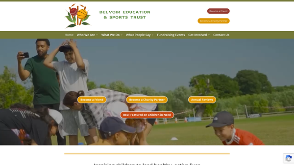 Screenshot of the Belvoir Education & Sports Trust Ltd website