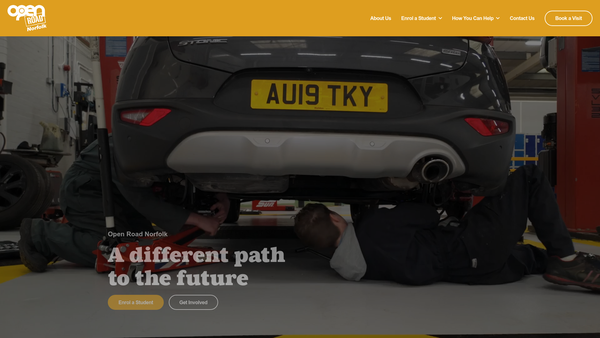 Screenshot of the Open Road Norfolk Trust website