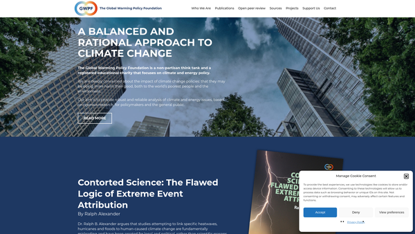 Screenshot of the The Global Warming Policy Foundation website