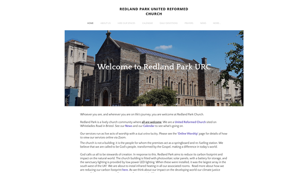 Screenshot of the Redland Park United Reformed Church website