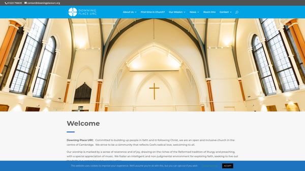 Screenshot of the Downing Place United Reformed Church, Cambridge, General Funds Charity website