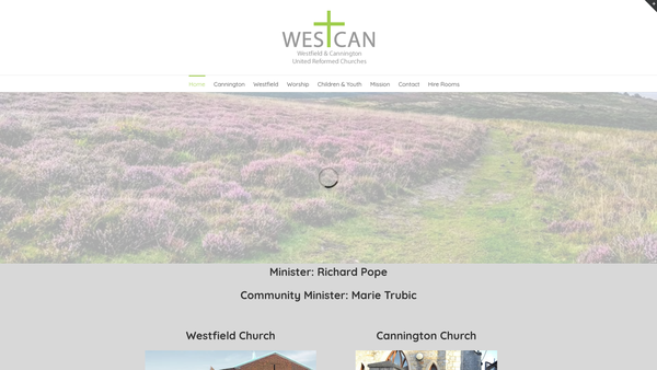 Screenshot of the Westfield United Reformed Church website