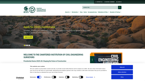 Screenshot of the Chartered Institution Of Civil Engineering Surveyors website