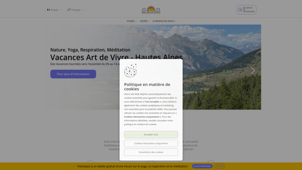 Screenshot of the Art Of Living Foundation (UK) website