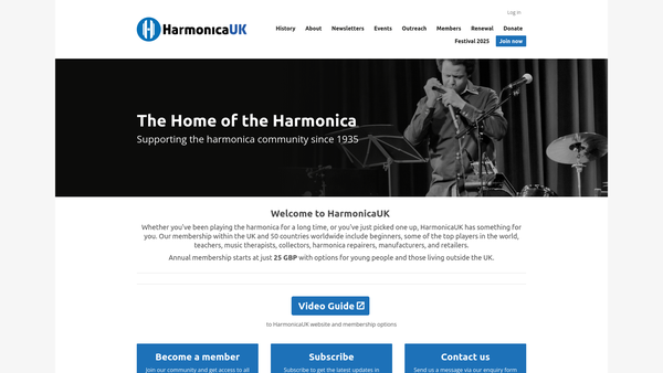 Screenshot of the HarmonicaUK website