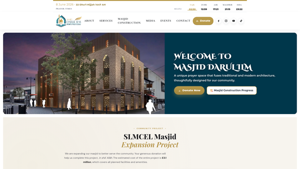 Screenshot of the Sri Lankan Muslim Community Of East London website
