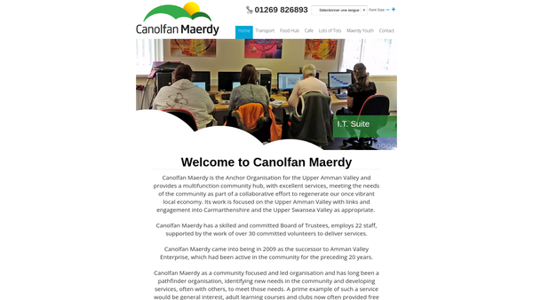 Screenshot of the Canolfan Maerdy website