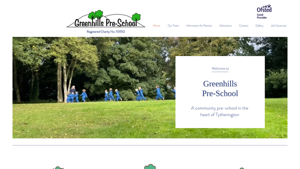 Screenshot of the Greenhills Pre-School website