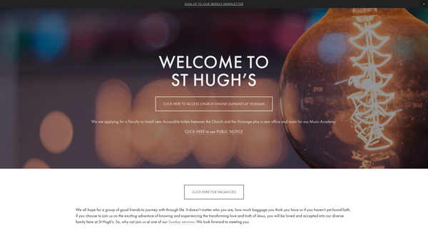 Screenshot of the The Parochial Church Council Of The Ecclesiastical Parish Of St Hugh, Lewsey website