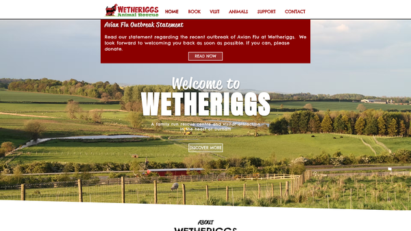 Screenshot of the Wetheriggs Animal Rescue And Conservation Centre website
