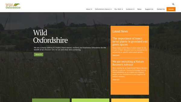 Screenshot of the Wild Oxfordshire website