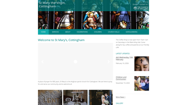 Screenshot of the The Parochial Church Council Of The Ecclesiastical Parish Of St. Mary The Virgin, Cottingham (Diocese Of York) website