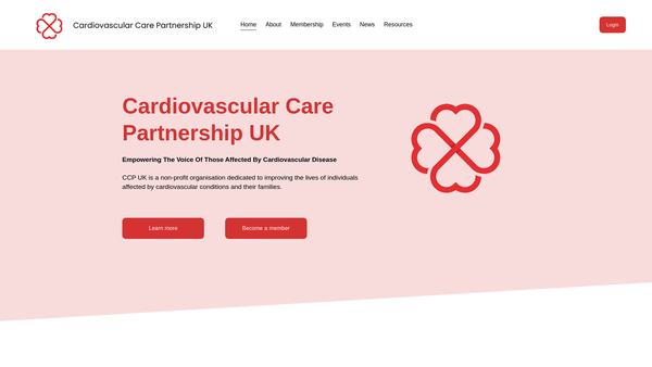 Screenshot of the Cardiovascular Care Partnership UK website