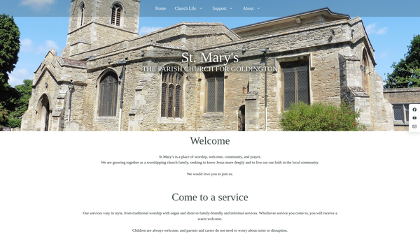 Screenshot of the The Parochial Church Council Of The Ecclesiastical Parish Of St. Mary The Virgin, Goldington website