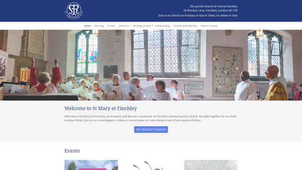 Screenshot of the The Parochial Church Council Of The Ecclesiastical Parish Of Finchley website