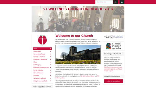 Screenshot of the The Parochial Church Council Of The Ecclesiastical Parish Of St Wilfrid With St Saviour Ribchester website