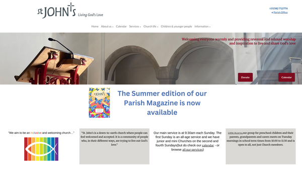 Screenshot of the The Parochial Church Council Of The Ecclesiastical Parish Of Harpenden St. John website