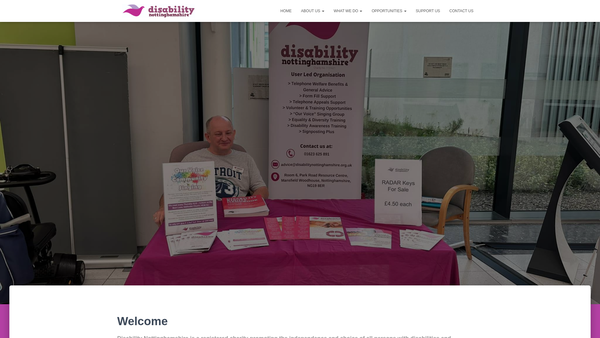 Screenshot of the Disability Nottinghamshire website