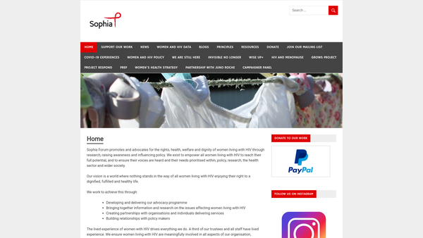 Screenshot of the Sophia Forum website