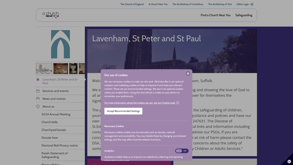 Screenshot of the The Parochial Church Council Of The Ecclesiastical Parish Of Lavenham website