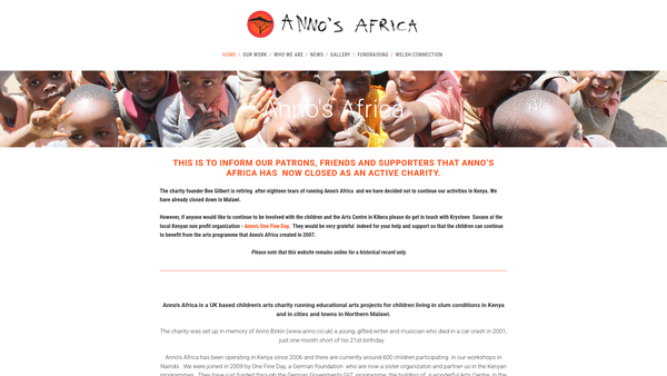 Screenshot of the Anno's Africa website