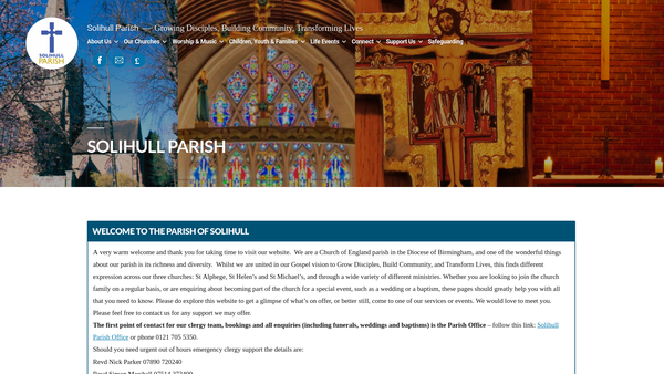 Screenshot of the The Parochial Church Council Of The Ecclesiastical Parish Of Solihull website