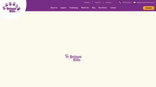 Screenshot of the Unique Kidz & Co website