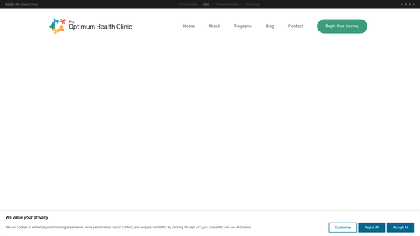 Screenshot of the The Optimum Health Clinic Foundation website
