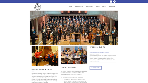 Screenshot of the The Bristol Phoenix Choir website