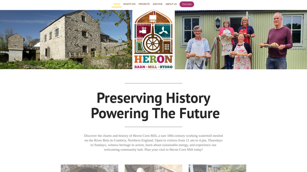 Screenshot of the Heron Corn Mill (Beetham) Limited website