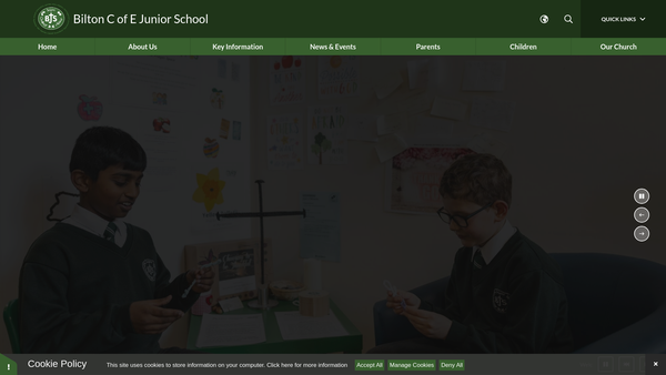 Screenshot of the Bilton Church Of England Junior School Parent Teacher Association website