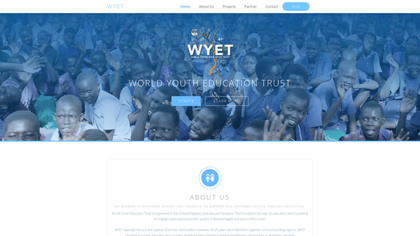 Screenshot of the World Youth Education Trust website