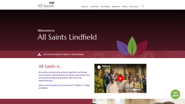 Screenshot of the The Parochial Church Council Of The Ecclesiastical Parish Of All Saints, Lindfield website