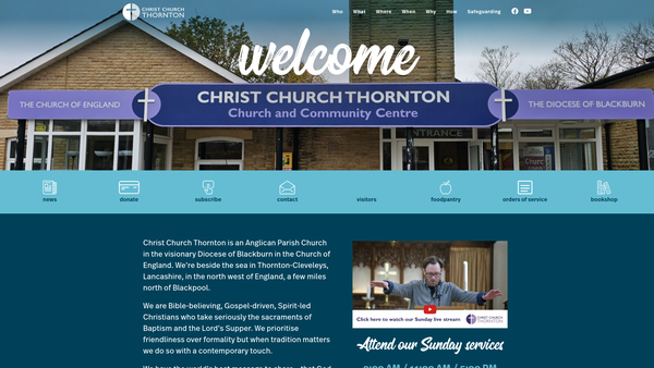 Screenshot of the The Parochial Church Council Of The Ecclesiastical Parish Of Christ Church Thornton Le Fylde website