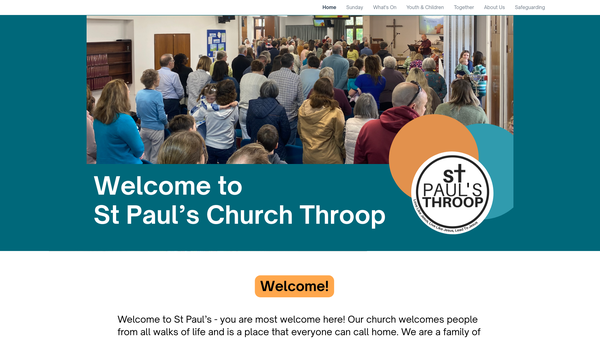 Screenshot of the The Parochial Church Council Of The Ecclesiastical Parish Of St Pauls, Throop, Bournemouth website