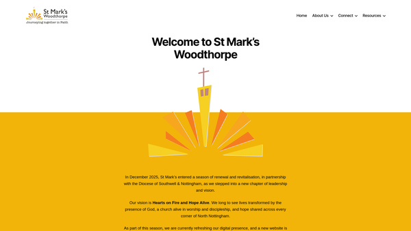 Screenshot of the The Parochial Church Council Of The Ecclesiastical Parish Of St Mark's Woodthorpe website
