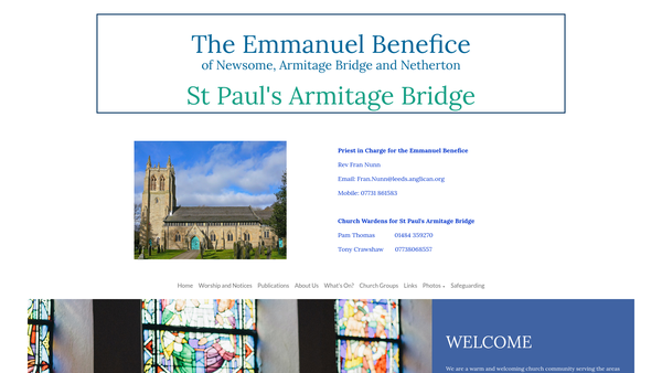 Screenshot of the The Parochial Church Council Of The Ecclesiastical Parish Of Newsome & Armitage Bridge website
