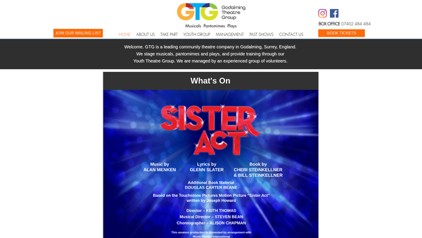 Screenshot of the Godalming Theatre Group website