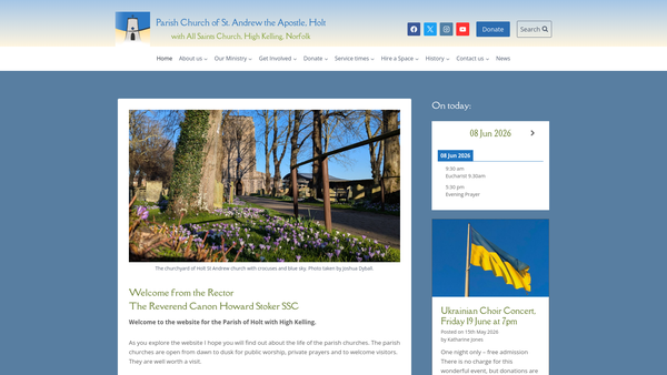 Screenshot of the The Parochial Church Council Of The Ecclesiastical Parish Of St. Andrew Holt Norfolk In The Diocese Of Norwich website