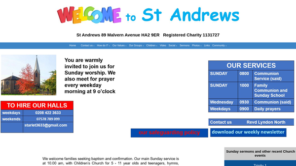 Screenshot of the The Parochial Church Council Of The Ecclesiastical Parish Of St Andrew Roxbourne Harrow website
