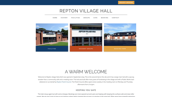 Screenshot of the The Repton Village Hall Company website