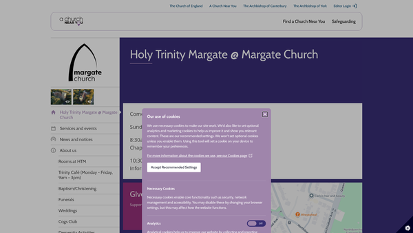 Screenshot of the The Parochial Church Council Of The Ecclesiastical Parish Of Holy Trinity, Margate website