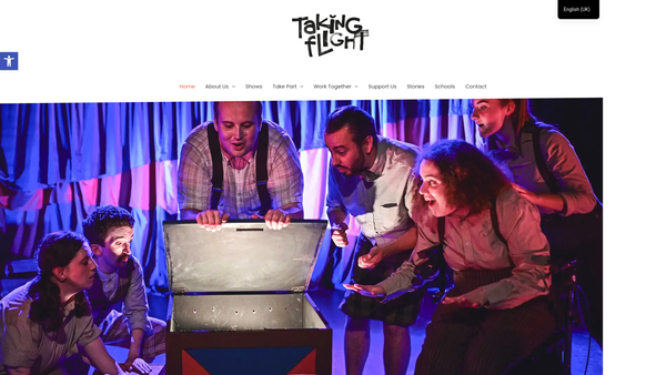 Screenshot of the Taking Flight Theatre Company website