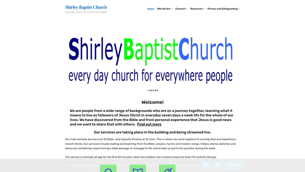 Screenshot of the Shirley Baptist Church, Southampton website