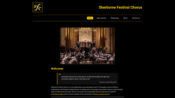 Screenshot of the Sherborne Festival Chorus website