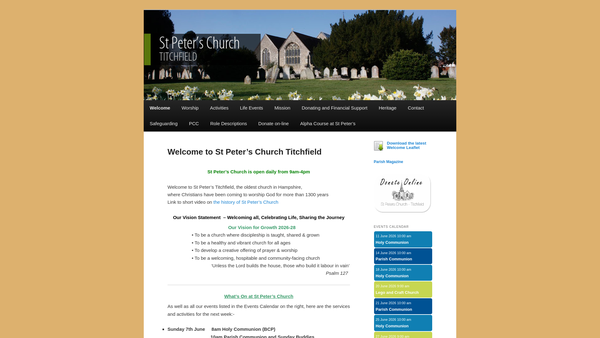 Screenshot of the The Parochial Church Council Of The Ecclesiastical Parish Of St. Peter's Titchfield website