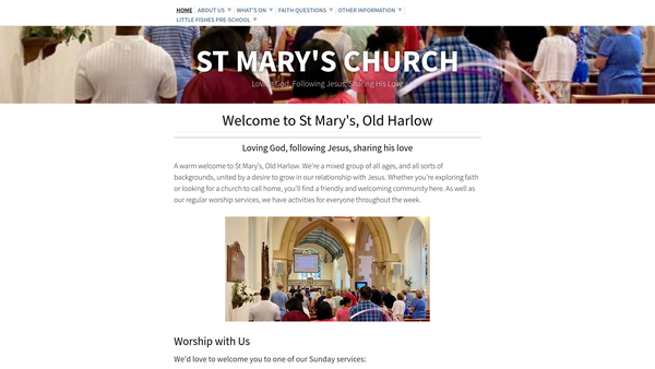 Screenshot of the The Parochial Church Council Of The Ecclesiastical Parish Of Harlow website