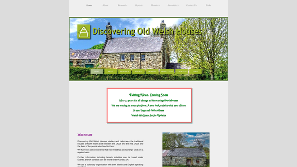 Screenshot of the Discovering Old Welsh Houses Group website
