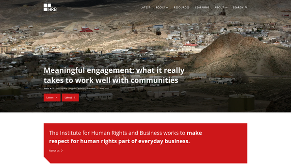 Screenshot of the Institute For Human Rights & Business Limited website