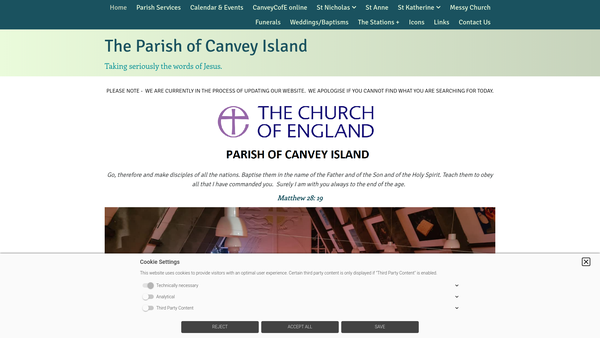 Screenshot of the The Parochial Church Council Of The Ecclesiastical Parish Of Canvey Island website